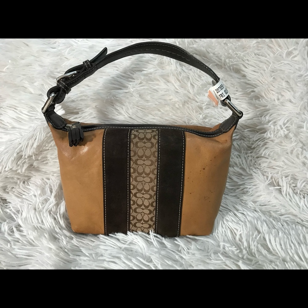 Coach speckled leather signature pochette handbag